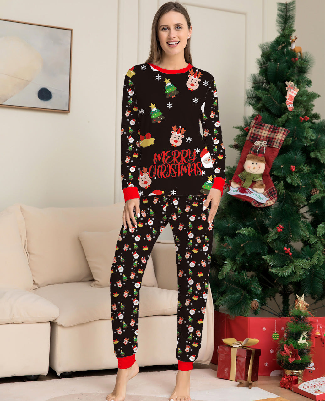 Fashion Christmas Parent-child Pajamas Set Homewear Clothes