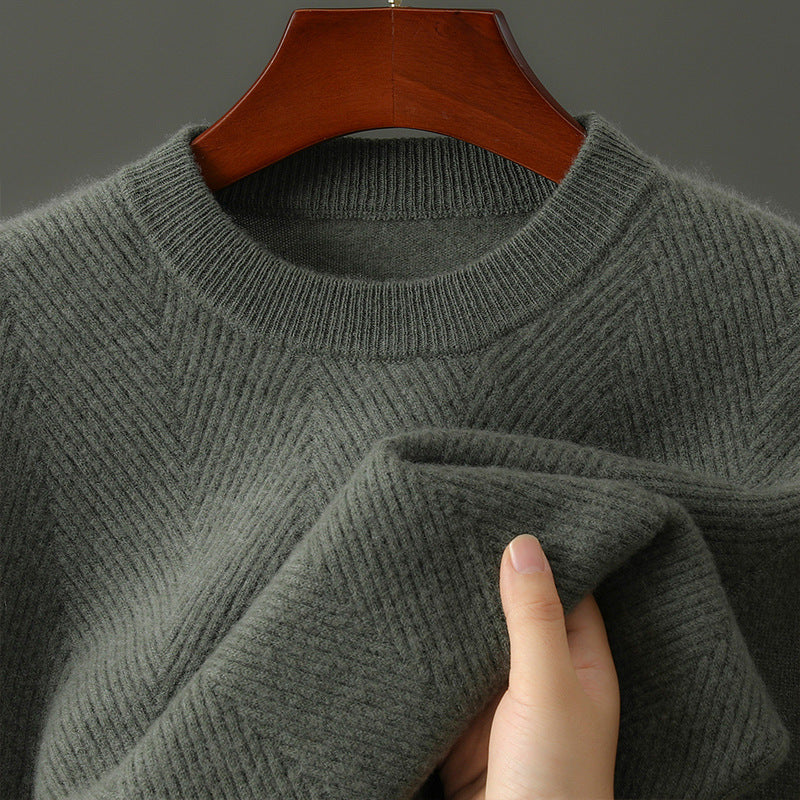 Round Neck Pullover Leisure Knitted Sweater For Men