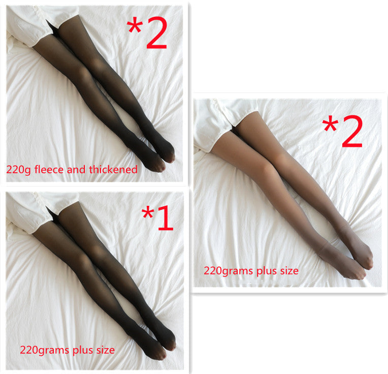 Winter Warm Fleece Pantyhose Women Fleece Lined Pantyhose Thermal Winter Tights Fake Translucent Leggings Fleece Lined