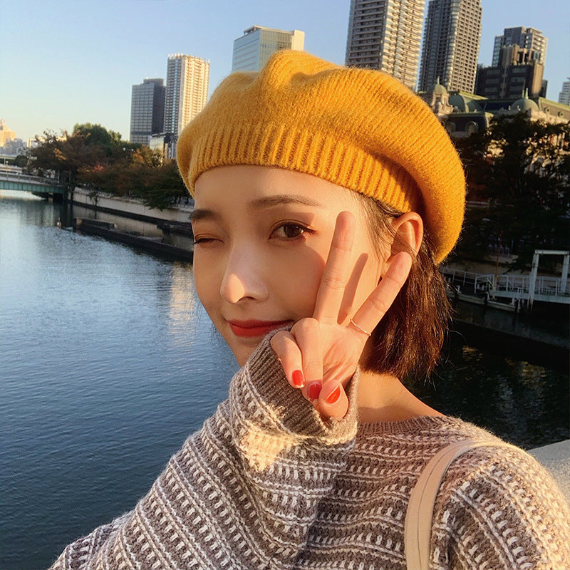 Knitted Beret British Wild Ins Tide Net Red Beret Winter