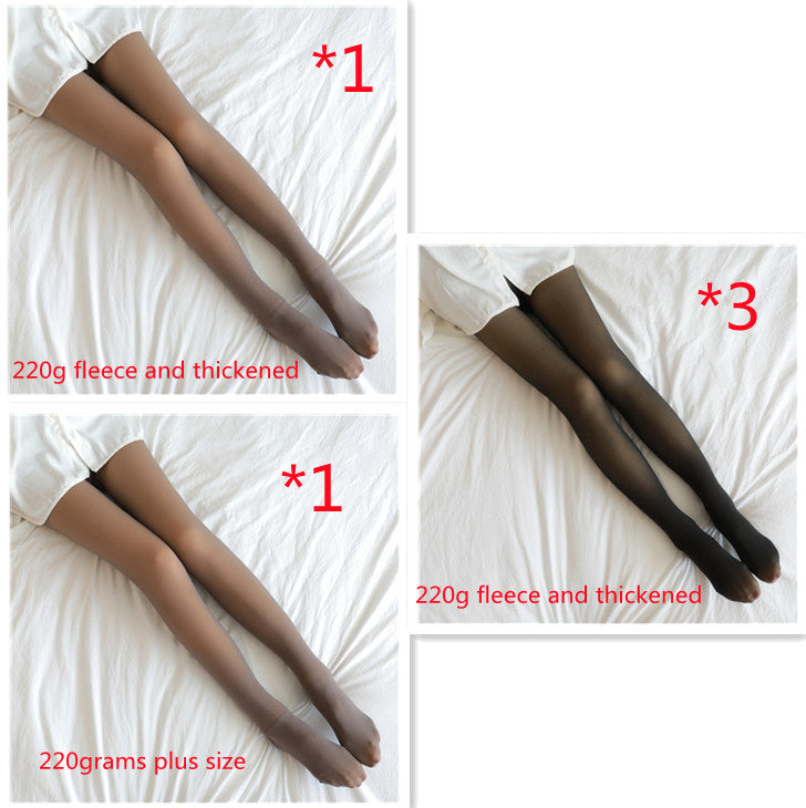 Winter Warm Fleece Pantyhose Women Fleece Lined Pantyhose Thermal Winter Tights Fake Translucent Leggings Fleece Lined