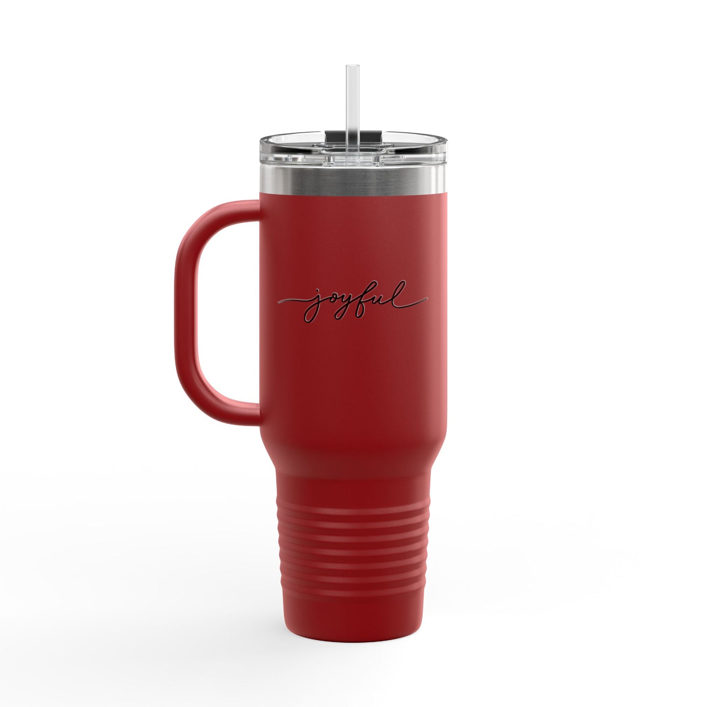 Joyful 40oz Insulated Travel Mug — Large Stainless Steel Tumbler with Straw & Handle