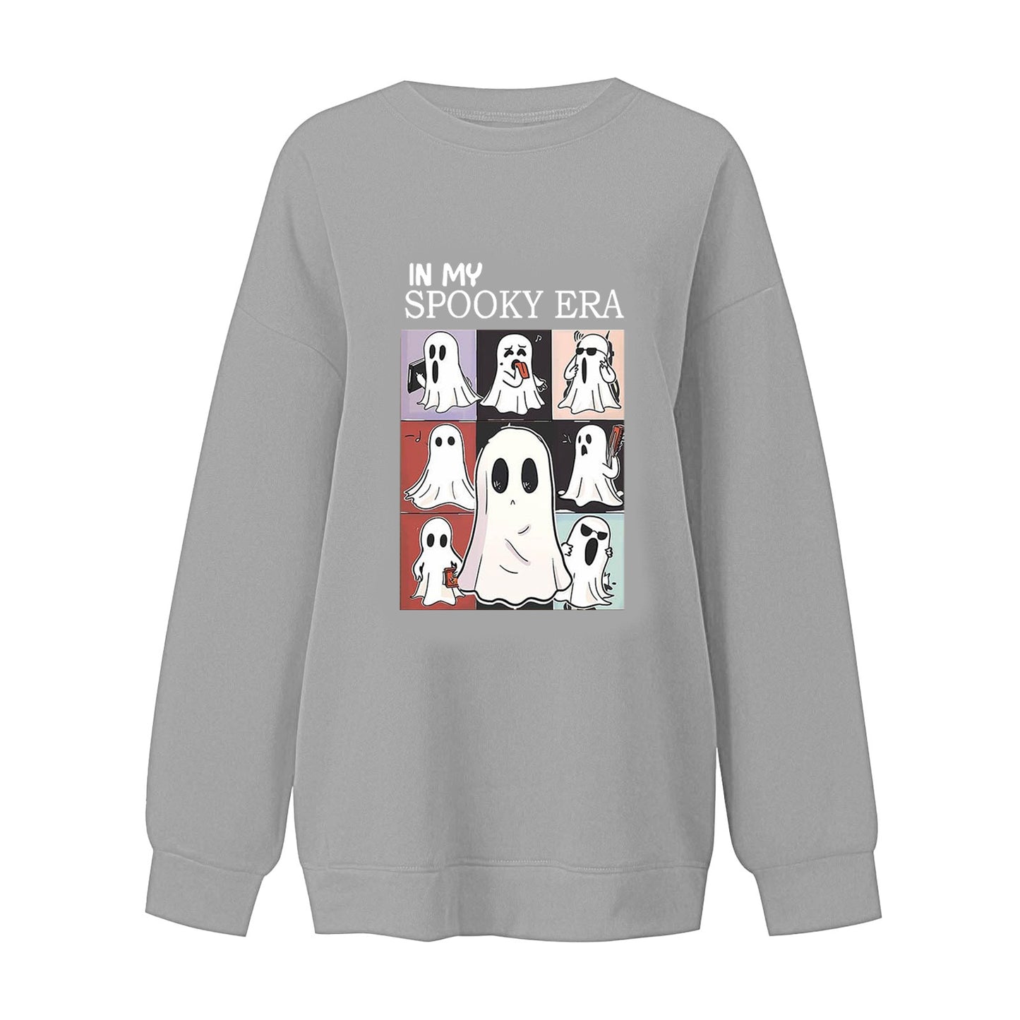 Women's Sweatshirt Halloween Cute Ghost Pattern Long Sleeve Sweater