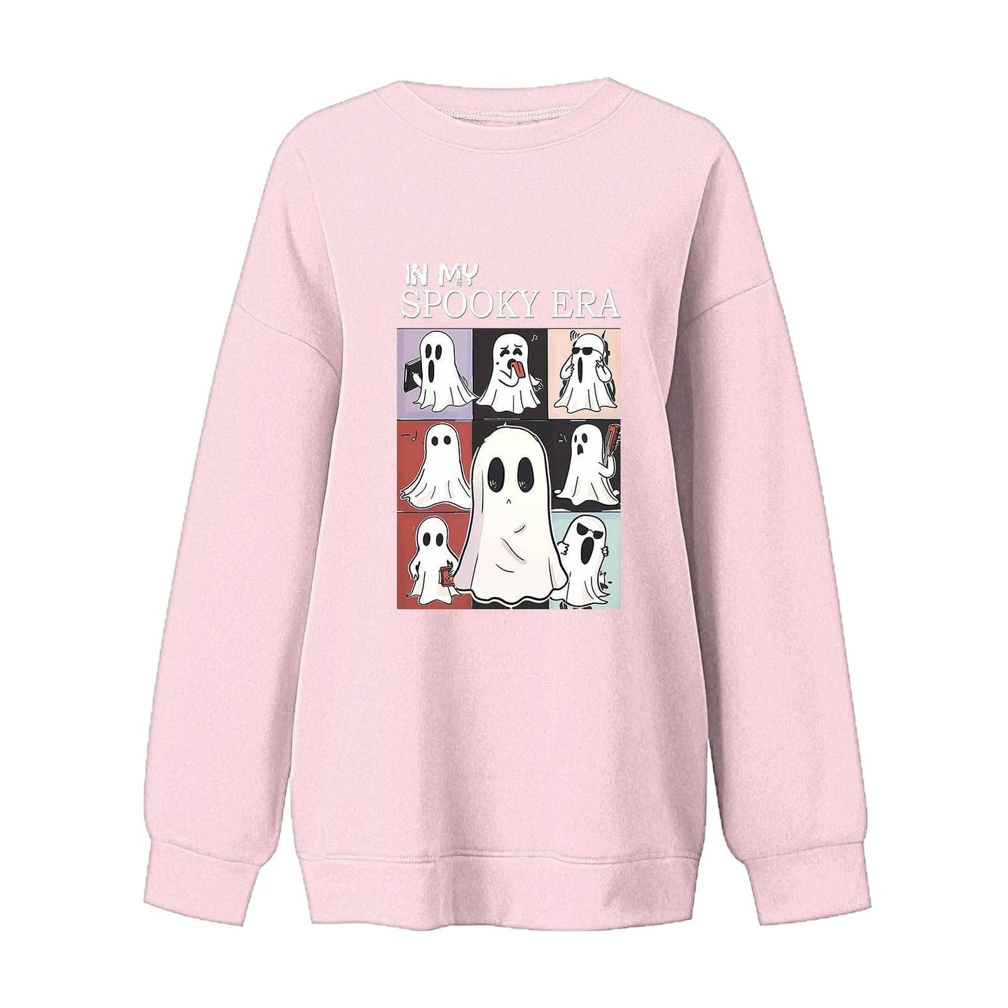 Women's Sweatshirt Halloween Cute Ghost Pattern Long Sleeve Sweater