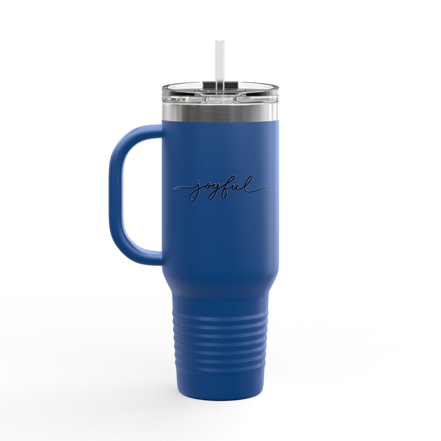 Joyful 40oz Insulated Travel Mug — Large Stainless Steel Tumbler with Straw & Handle