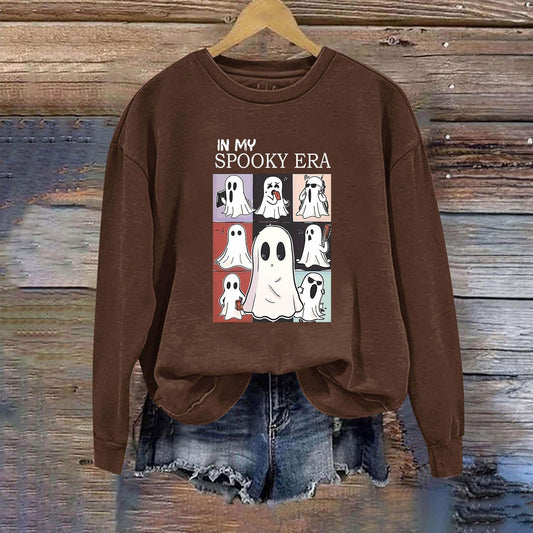 Women's Sweatshirt Halloween Cute Ghost Pattern Long Sleeve Sweater