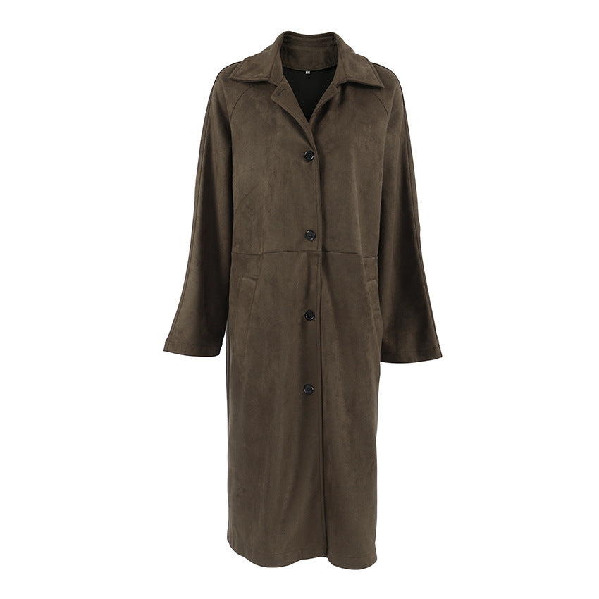 Loose Lapels Vintage Brown Suede Coat
