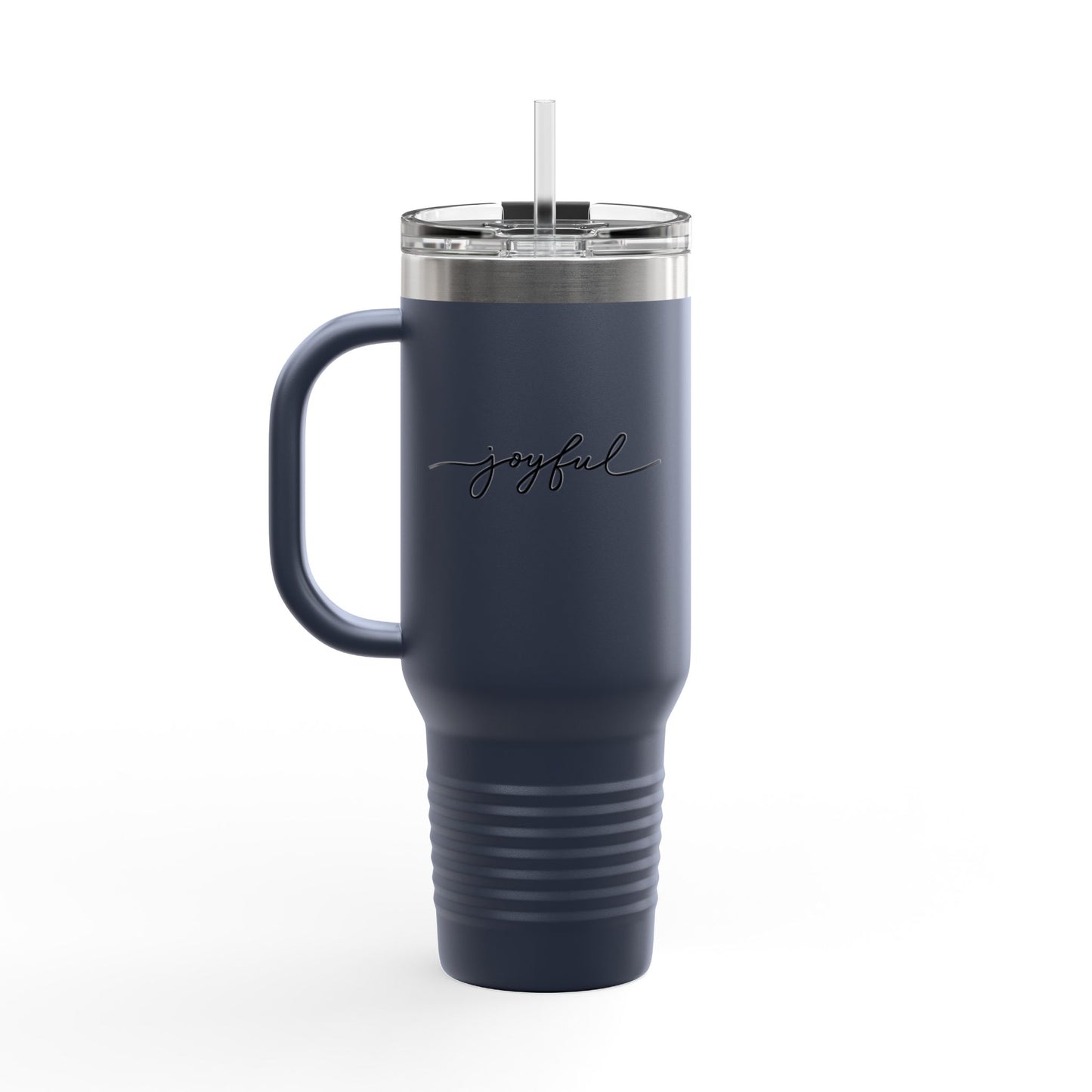Joyful 40oz Insulated Travel Mug — Large Stainless Steel Tumbler with Straw & Handle