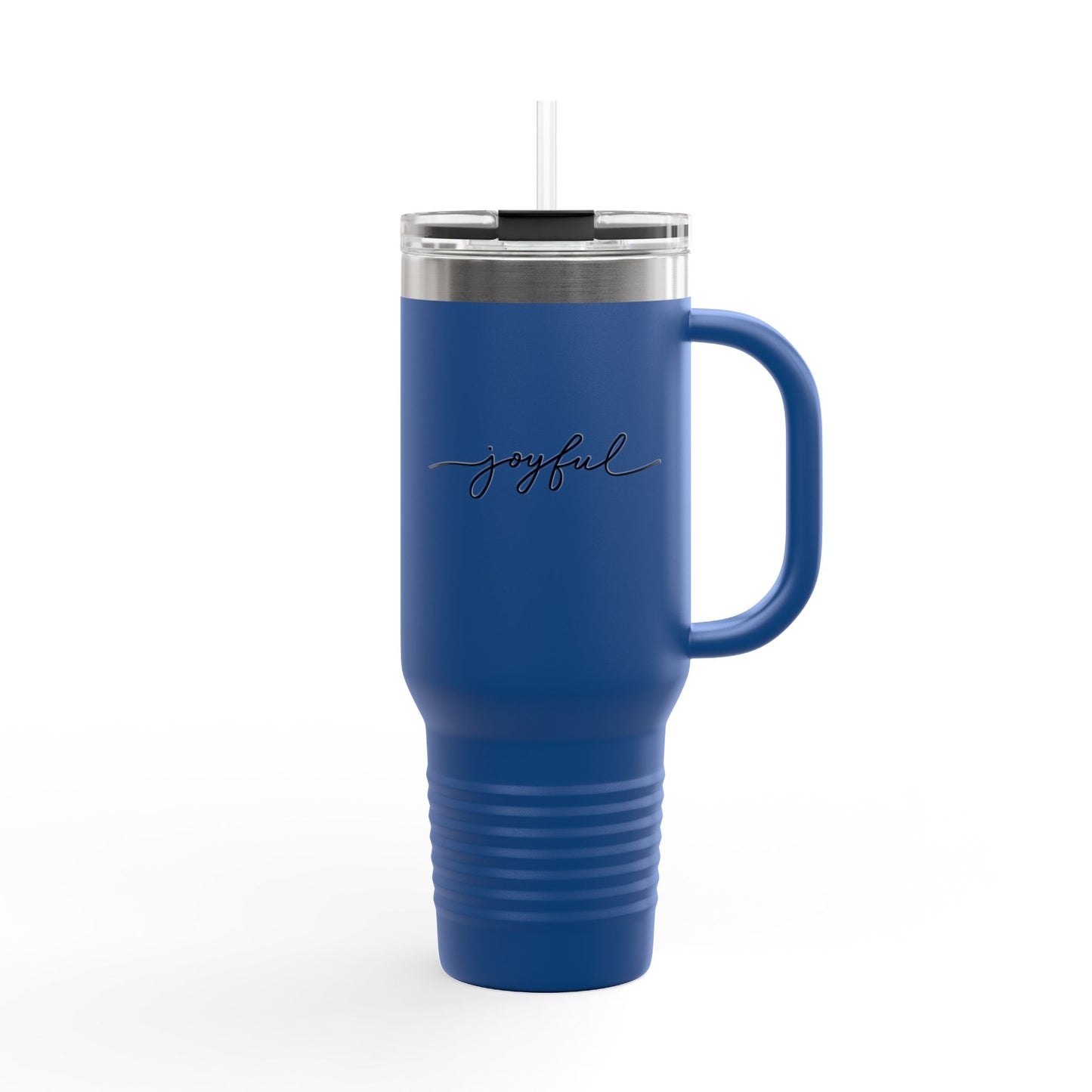 Joyful 40oz Insulated Travel Mug — Large Stainless Steel Tumbler with Straw & Handle