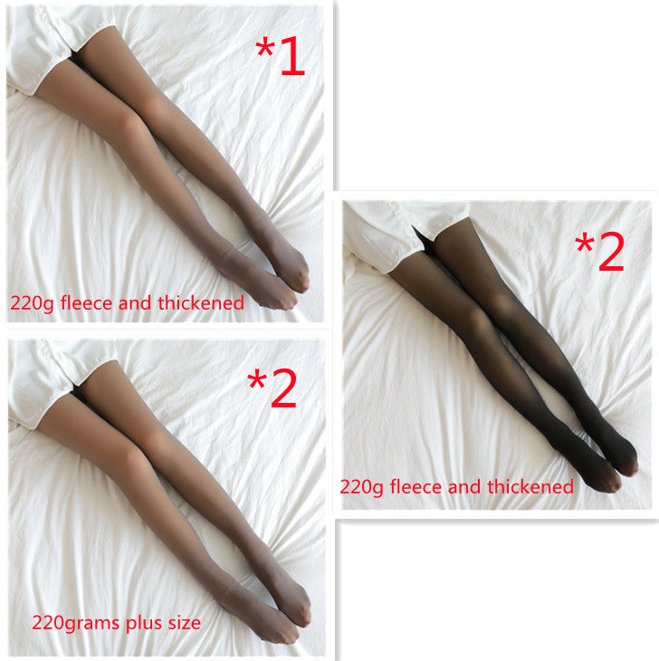 Winter Warm Fleece Pantyhose Women Fleece Lined Pantyhose Thermal Winter Tights Fake Translucent Leggings Fleece Lined
