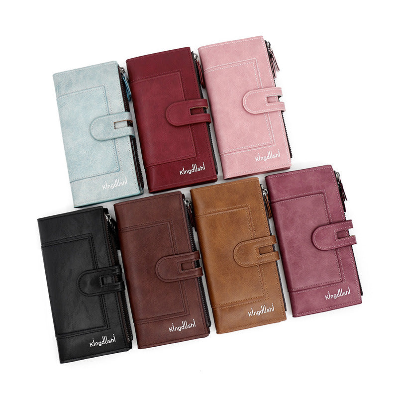 Woman Fashion Minimalist Magnetic Buckle Multi-Card Slot Zipper Bag