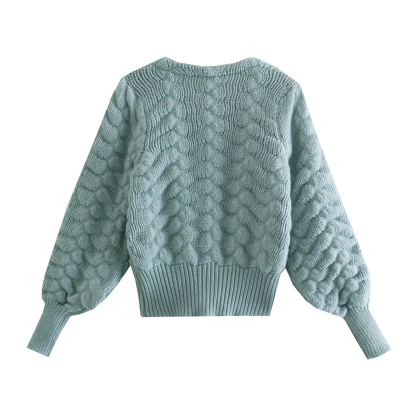 Women Floral Cardigan Single-breasted Long-sleeved Winter Sweater