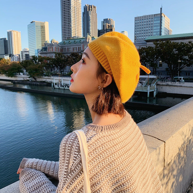 Knitted Beret British Wild Ins Tide Net Red Beret Winter