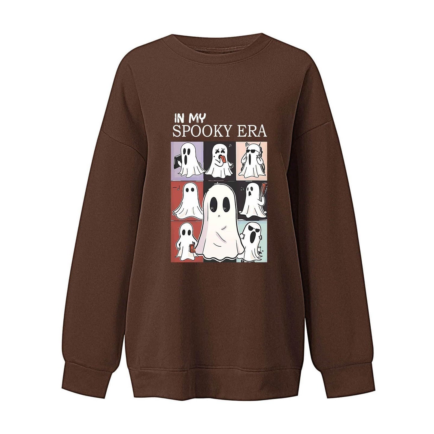 Women's Sweatshirt Halloween Cute Ghost Pattern Long Sleeve Sweater